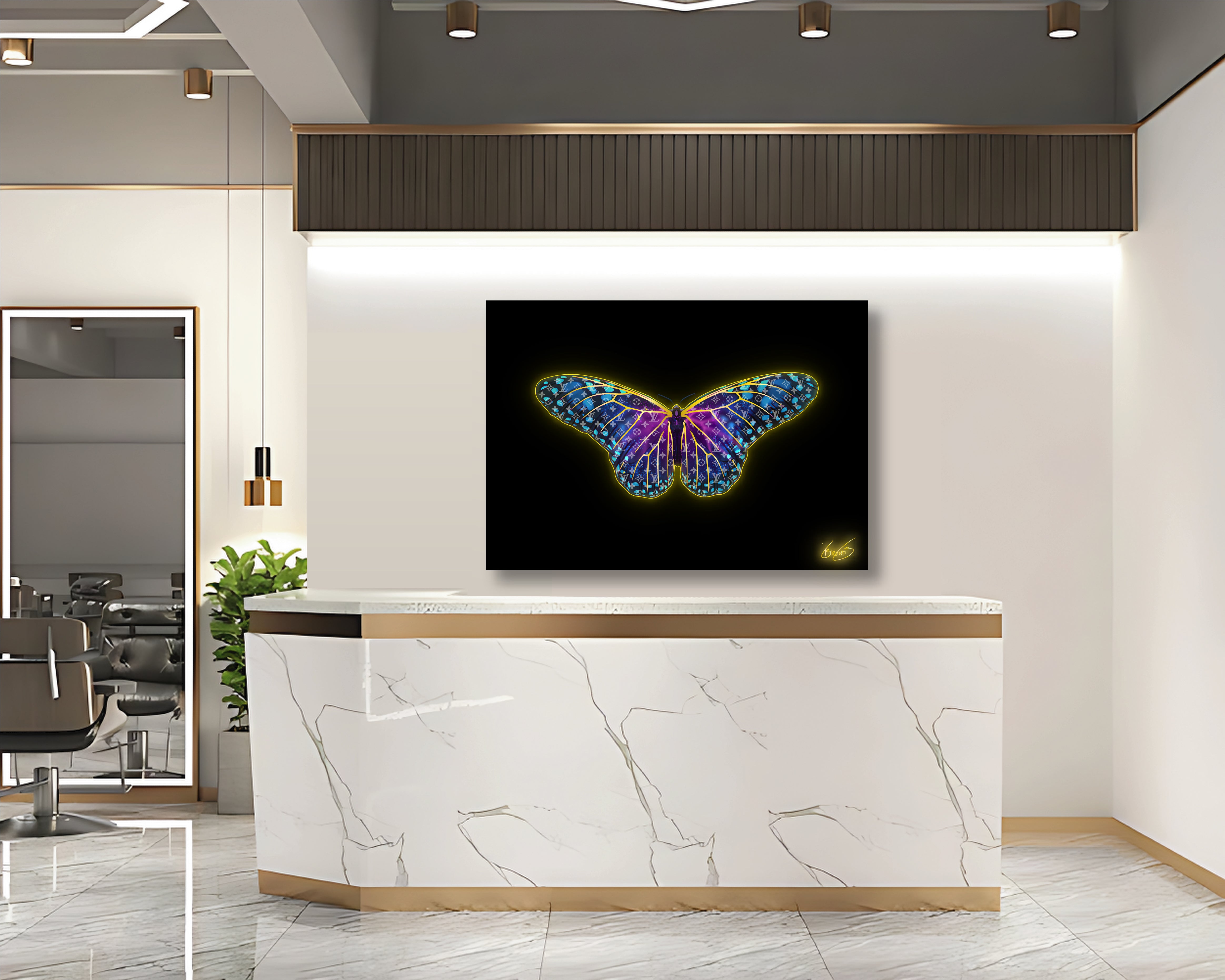 Butterfly Designer Gold Acrylglas